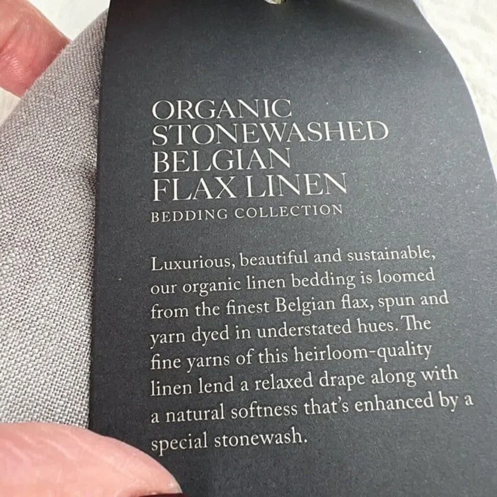NWT RESTORATION HARDWARE Size Standard Stonewashed Belgian Flax Linen SHAM Fog 1
